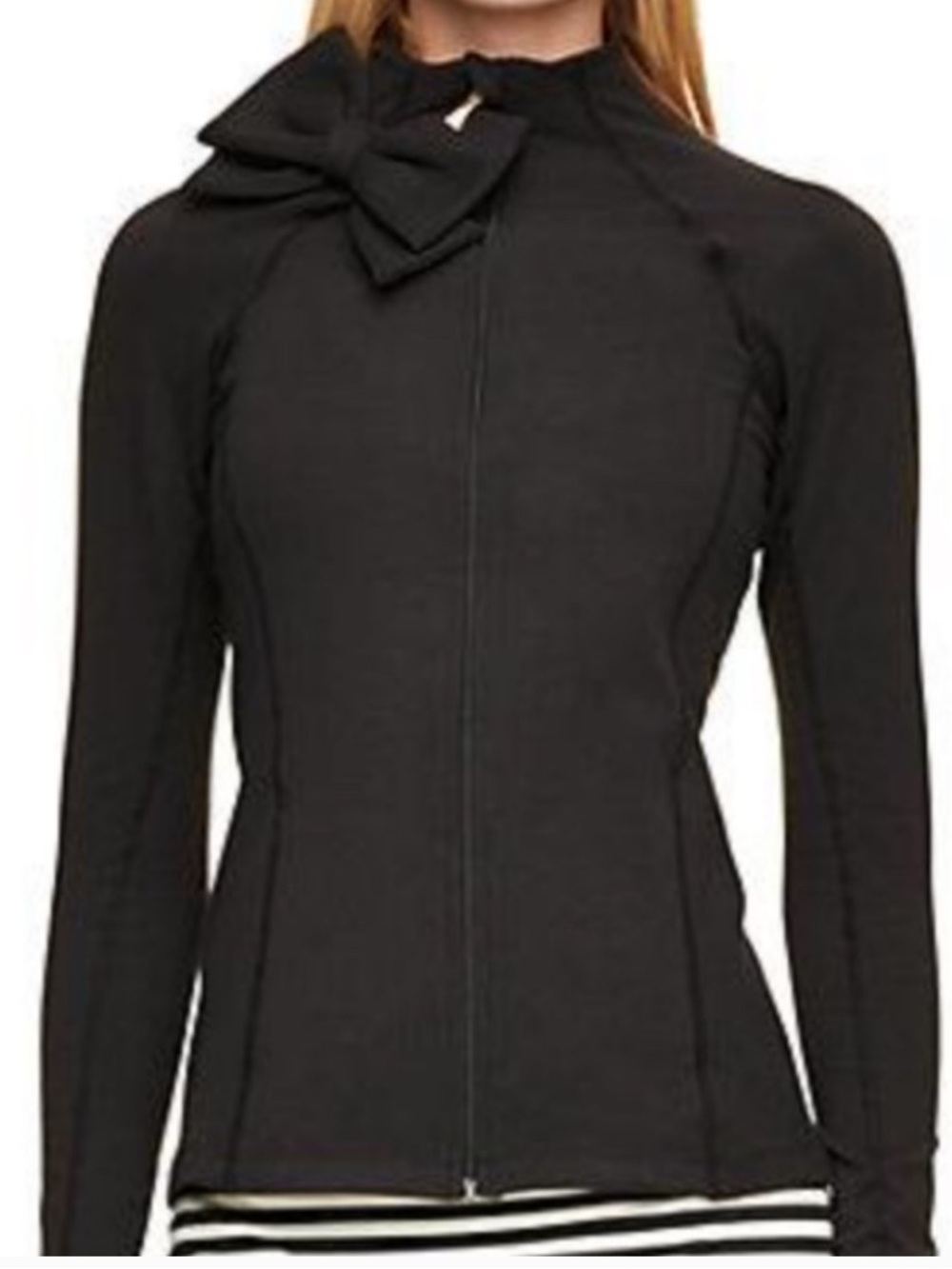 Kate Spade NWT Beyond Yoga Black zip up bow XL